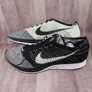 Nike Flyknit Racer Mens 12 Running Shoes Orca Black White Sneakers 526628-011